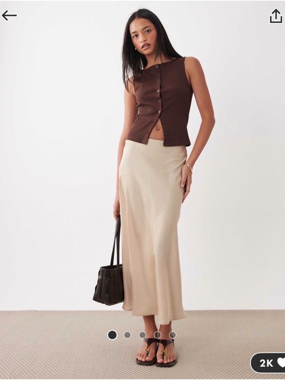 ASOS Cream Satin Maxi Skirt